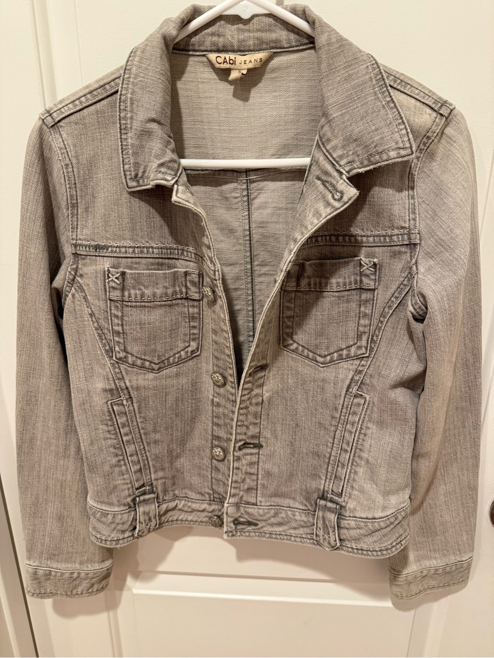 CAbi Light Gray Jean Jacket